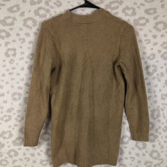 Lands end button cardigan womens sz XS Brown nylon acrylic super soft ribbed hem - Picture 2 of 9